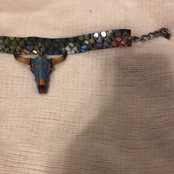 Boho western long horn skull choker - Picture 5 of 6